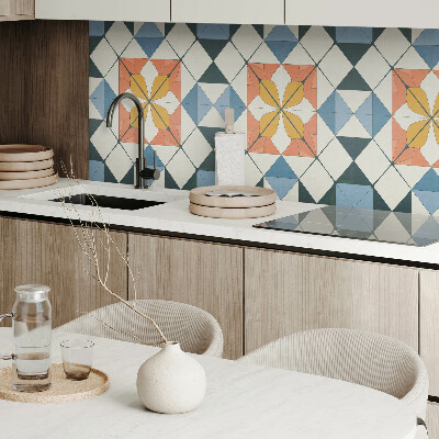 Rechteckige wandpaneel selbstklebend Blumenmotiv in geometrischen Formen