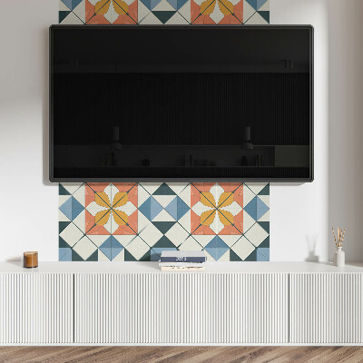 Rechteckige wandpaneel selbstklebend Blumenmotiv in geometrischen Formen
