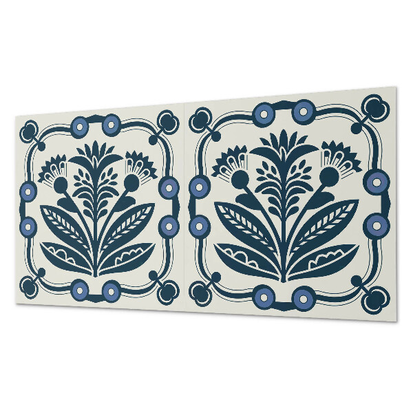 Rechteckige wandpaneel Blumenmotiv mit grünen Blättern
