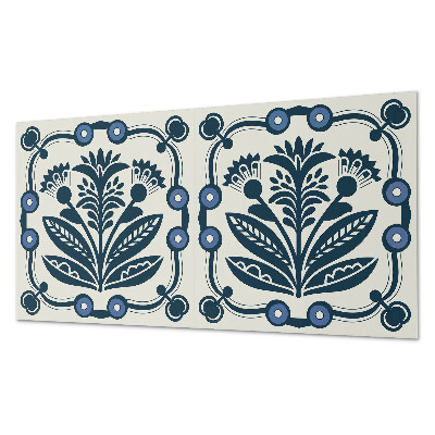 Rechteckige wandpaneel Blumenmotiv mit grünen Blättern