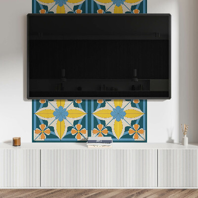 Rechteckige wandverkleidung innen Florale Geometrie