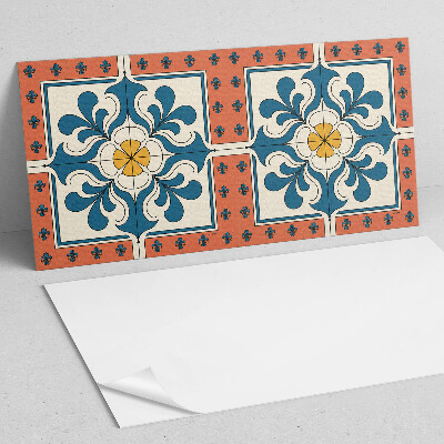 Rechteckige wandpaneel selbstklebend Blumenmotiv im Folk-Stil