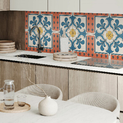 Rechteckige wandpaneel selbstklebend Blumenmotiv im Folk-Stil