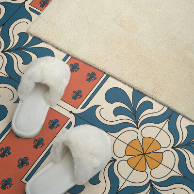 Rechteckige wandpaneel selbstklebend Blumenmotiv im Folk-Stil