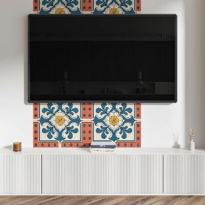Rechteckige wandpaneel selbstklebend Blumenmotiv im Folk-Stil