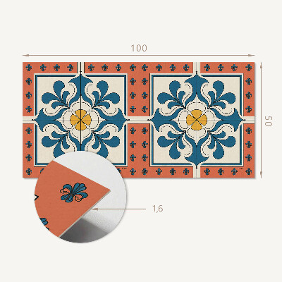 Rechteckige wandpaneel selbstklebend Blumenmotiv im Folk-Stil
