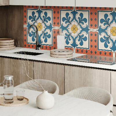 Rechteckige wandpaneel selbstklebend Blumenmotiv im Folk-Stil