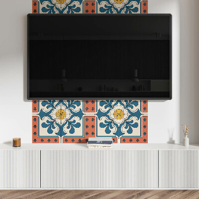 Rechteckige wandpaneel selbstklebend Blumenmotiv im Folk-Stil