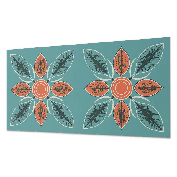 Rechteckige wandpaneel Blumenmotiv mit grünen Blättern