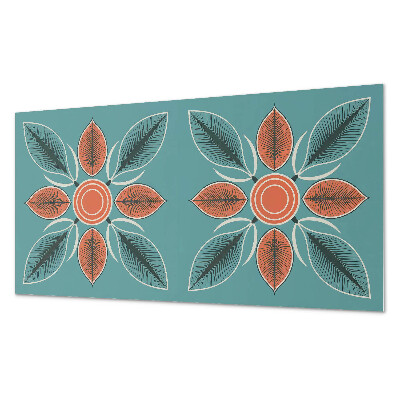 Rechteckige wandpaneel Blumenmotiv mit grünen Blättern