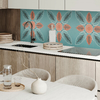 Rechteckige wandpaneel Blumenmotiv mit grünen Blättern