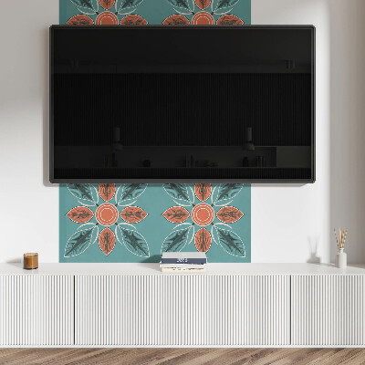 Rechteckige wandpaneel Blumenmotiv mit grünen Blättern