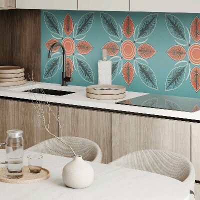 Rechteckige wandpaneel Blumenmotiv mit grünen Blättern