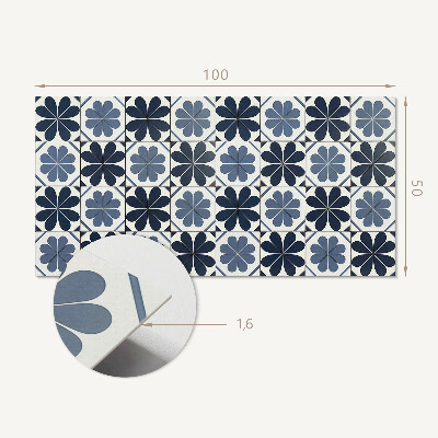 Rechteckige wandverkleidung innen Blumenmotiv auf Fliesen