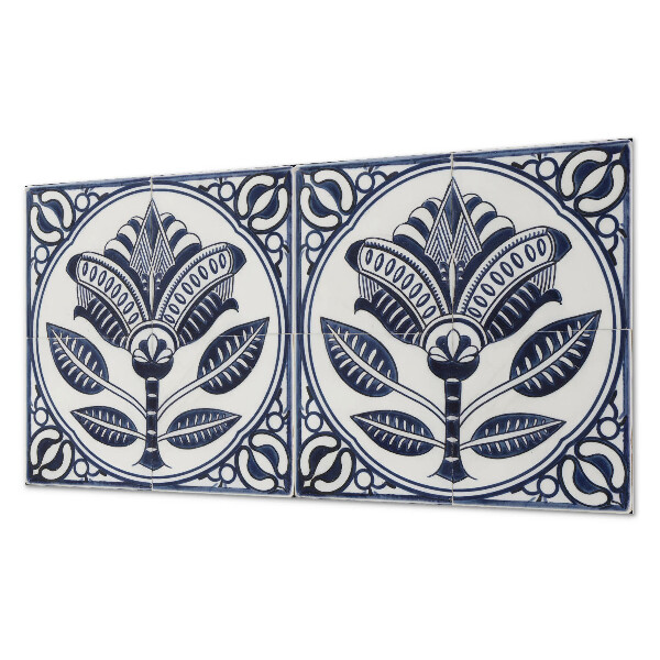 Rechteckige wandpaneel selbstklebend Blumenmotiv im Keramikstil