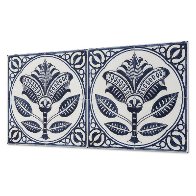 Rechteckige wandpaneel selbstklebend Blumenmotiv im Keramikstil