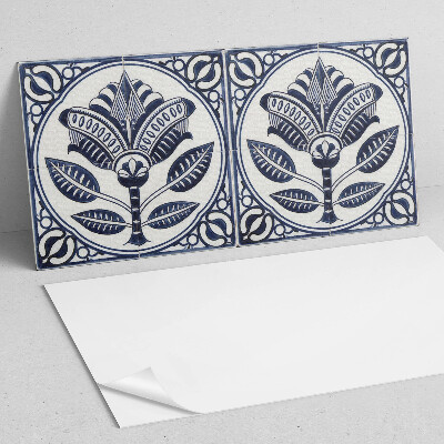 Rechteckige wandpaneel selbstklebend Blumenmotiv im Keramikstil