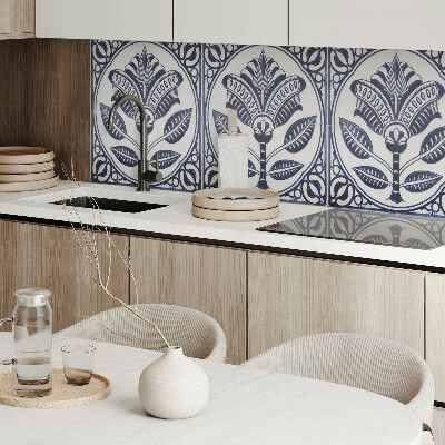Rechteckige wandpaneel selbstklebend Blumenmotiv im Keramikstil