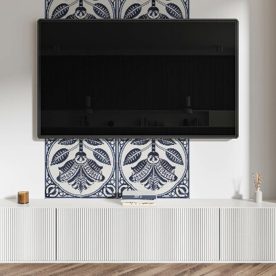 Rechteckige wandpaneel selbstklebend Blumenmotiv im Keramikstil