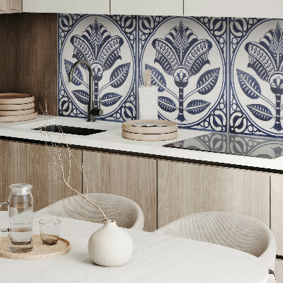 Rechteckige wandpaneel selbstklebend Blumenmotiv im Keramikstil