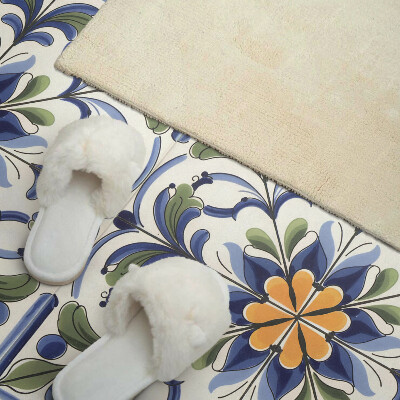 Rechteckige wandverkleidung innen Blumenmotiv im Keramik-Stil