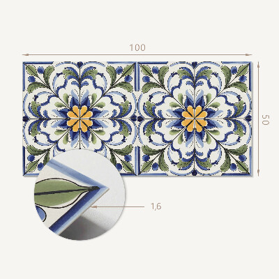 Rechteckige wandverkleidung innen Blumenmotiv im Keramik-Stil