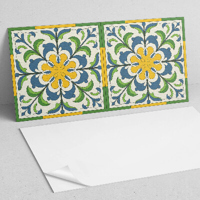 Rechteckige wandpaneel Blumenmuster mit grünen Blättern