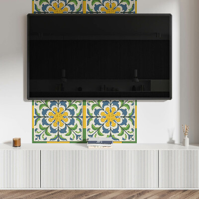 Rechteckige wandpaneel Blumenmuster mit grünen Blättern
