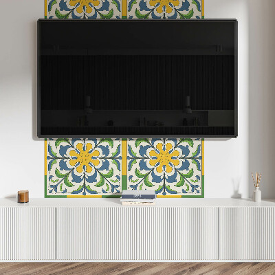 Rechteckige wandpaneel Blumenmuster mit grünen Blättern