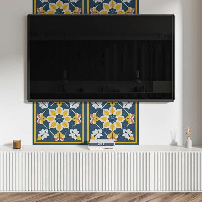 Rechteckige wandpaneel Florale Harmonie in Symmetrie