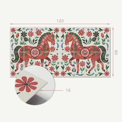 Rechteckige wandpaneel Blumenmotiv mit einem Pferd