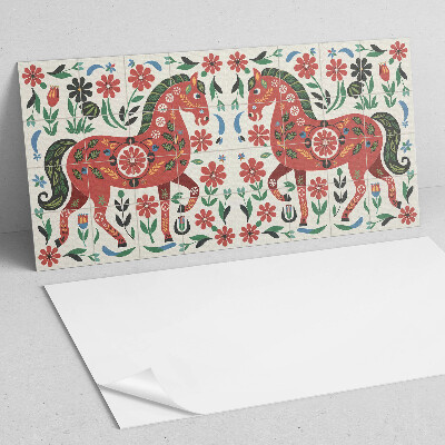 Rechteckige wandpaneel Blumenmotiv mit einem Pferd
