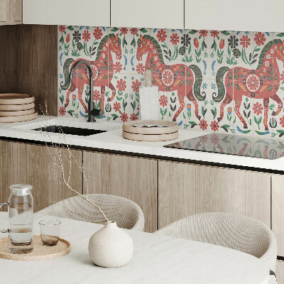 Rechteckige wandpaneel Blumenmotiv mit einem Pferd