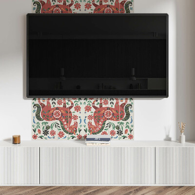 Rechteckige wandpaneel Blumenmotiv mit einem Pferd