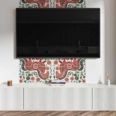 Rechteckige wandpaneel Blumenmotiv mit einem Pferd