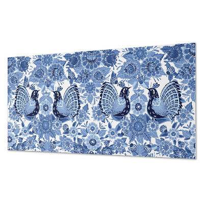 Rechteckige wandpaneel Vögel und Blumen Motiv