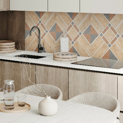 Rechteckige wandpaneel selbstklebend Geometrisches Muster mit Naturholz