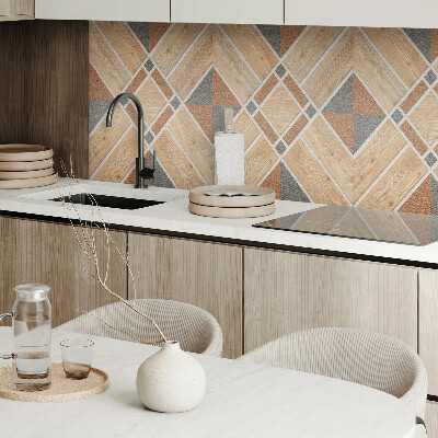 Rechteckige wandpaneel selbstklebend Geometrisches Muster mit Naturholz
