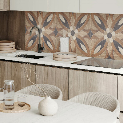 Rechteckige wandpaneel selbstklebend Blumenmuster inspiriert von Holz