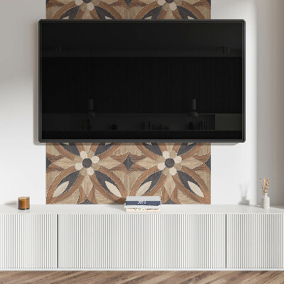 Rechteckige wandpaneel selbstklebend Blumenmuster inspiriert von Holz