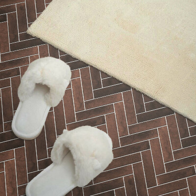 Rechteckige wandverkleidung innen Fischgrätenmuster mit Holzakzenten
