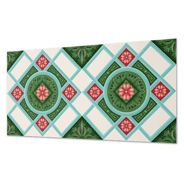 Rechteckige wandpaneel Blumenmotiv in Rautenanordnung
