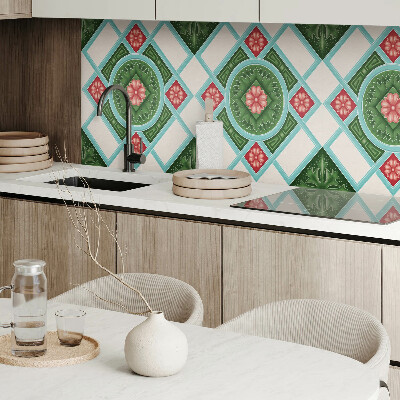 Rechteckige wandpaneel Blumenmotiv in Rautenanordnung