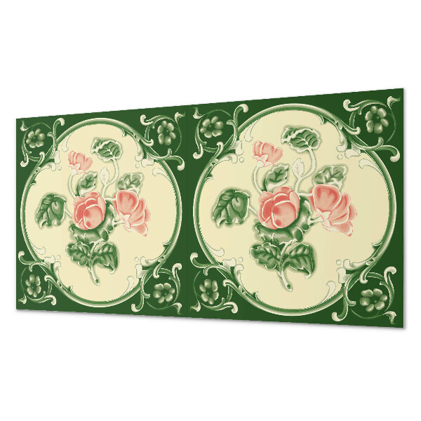 Rechteckige wandverkleidung innen Blumenmotiv mit grünen Blättern