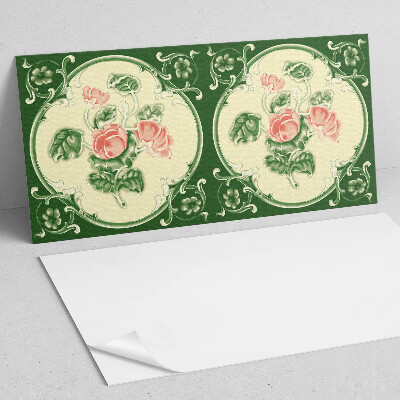 Rechteckige wandverkleidung innen Blumenmotiv mit grünen Blättern