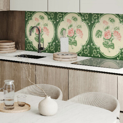 Rechteckige wandverkleidung innen Blumenmotiv mit grünen Blättern