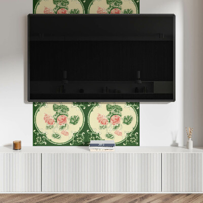 Rechteckige wandverkleidung innen Blumenmotiv mit grünen Blättern