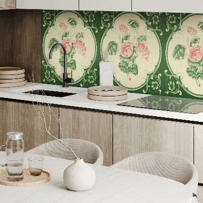 Rechteckige wandverkleidung innen Blumenmotiv mit grünen Blättern