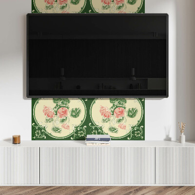 Rechteckige wandverkleidung innen Blumenmotiv mit grünen Blättern