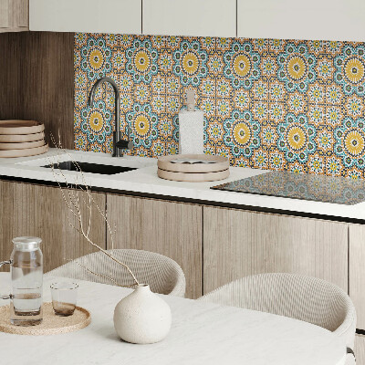 Rechteckige wandpaneel selbstklebend Mosaikmotiv mit floralen Akzenten